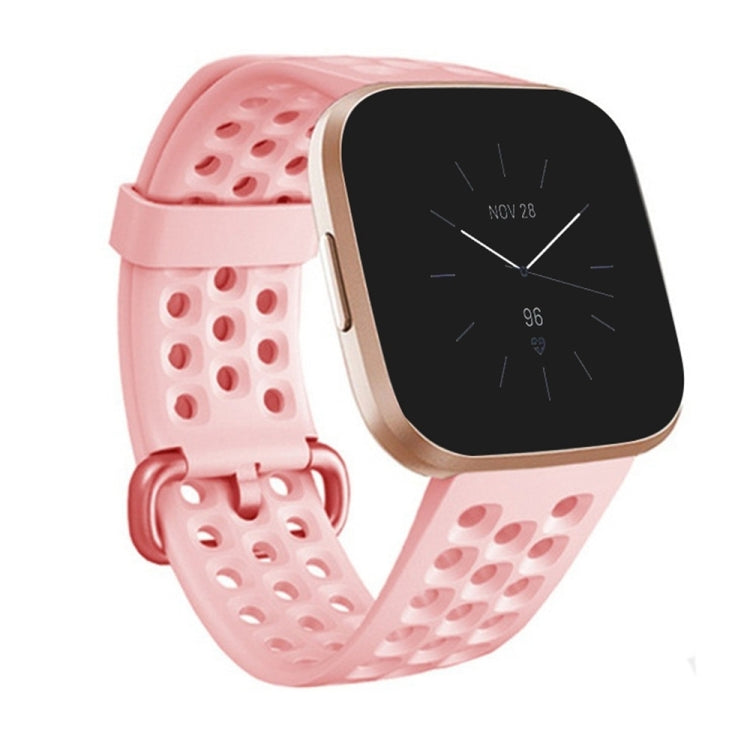For Fitbit Versa 2 Breathable Silicone Watch Band, Size: Small(Light Pink) - Watch Bands by PMc TechLife | Online Shopping South Africa | PMc TechLife | Buy Now Pay Later Mobicred