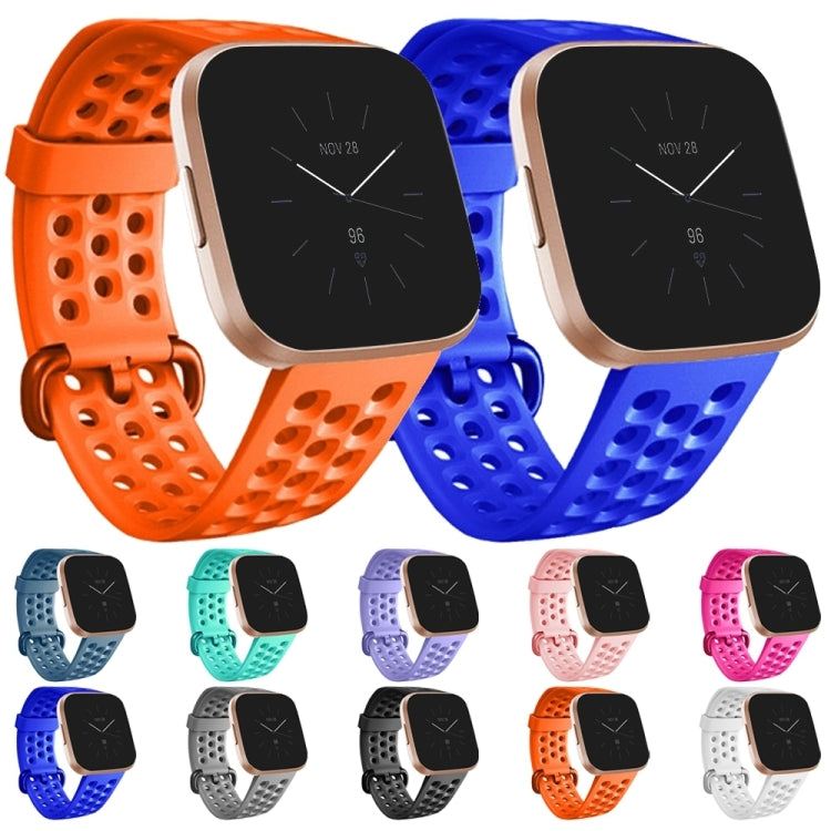 For Fitbit Versa 2 Breathable Silicone Watch Band, Size: Small(Orange) - Watch Bands by PMc TechLife | Online Shopping South Africa | PMc TechLife | Buy Now Pay Later Mobicred