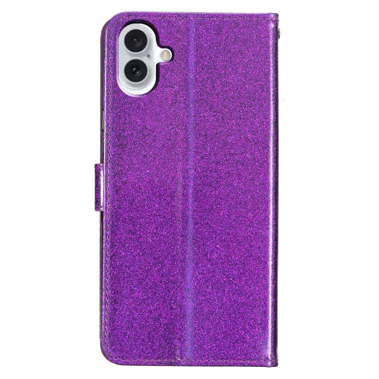 For iPhone 16 Plus Glitter Powder Flip Leather Phone Case(Purple) - iPhone 16 Plus Cases by PMC TechLife | Online Shopping South Africa | PMC TechLife | Buy Now Pay Later Mobicred