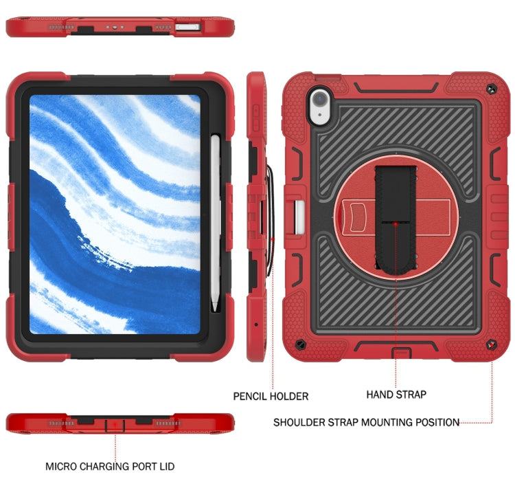 For iPad Air 11 2024 / Air 2022 10.9 360 Degree Rotation PC Contrast Silicone Tablet Case(Red + Black) - iPad Air 11 2024 Cases by PMC TechLife | Online Shopping South Africa | PMC TechLife | Buy Now Pay Later Mobicred