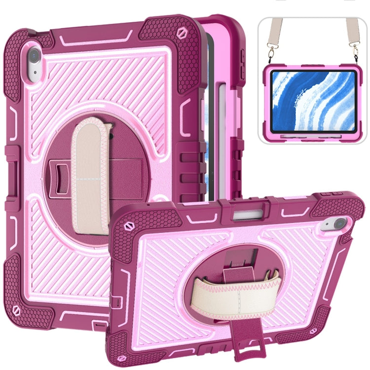 For iPad Air 11 2024 / Air 2022 10.9 360 Degree Rotation PC Contrast Silicone Tablet Case(Rose Red + Pink) - iPad Air 11 2024 Cases by PMC TechLife | Online Shopping South Africa | PMC TechLife | Buy Now Pay Later Mobicred