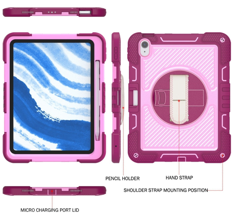 For iPad Air 11 2024 / Air 2022 10.9 360 Degree Rotation PC Contrast Silicone Tablet Case(Rose Red + Pink) - iPad Air 11 2024 Cases by PMC TechLife | Online Shopping South Africa | PMC TechLife | Buy Now Pay Later Mobicred