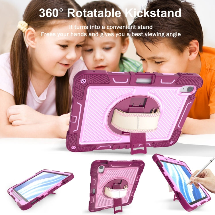 For iPad Air 11 2024 / Air 2022 10.9 360 Degree Rotation PC Contrast Silicone Tablet Case(Rose Red + Pink) - iPad Air 11 2024 Cases by PMC TechLife | Online Shopping South Africa | PMC TechLife | Buy Now Pay Later Mobicred