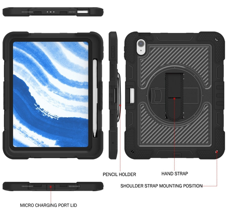 For iPad Air 11 2025 / 2024 360 Degree Rotation PC Contrast Silicone Tablet Case(Black) - iPad Air 11 2025 / 2024 Cases by PMC TechLife | Online Shopping South Africa | PMC TechLife | Buy Now Pay Later Mobicred
