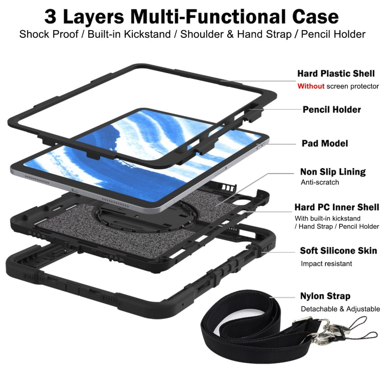 For iPad Air 11 2025 / 2024 360 Degree Rotation PC Contrast Silicone Tablet Case(Black) - iPad Air 11 2025 / 2024 Cases by PMC TechLife | Online Shopping South Africa | PMC TechLife | Buy Now Pay Later Mobicred