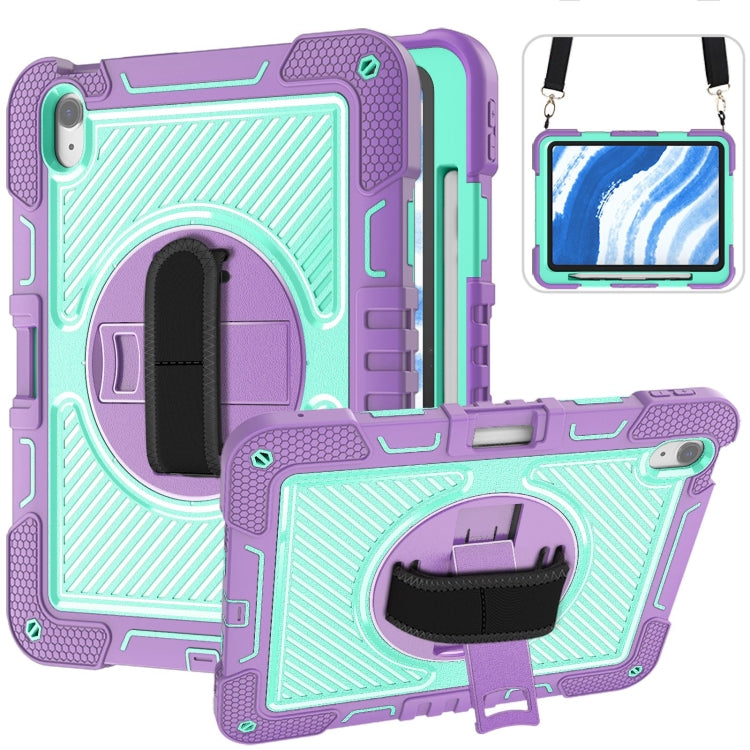 For iPad Air 11 2024 / Air 2022 10.9 360 Degree Rotation PC Contrast Silicone Tablet Case(Purple + Mint Green) - iPad Air 11 2024 Cases by PMC TechLife | Online Shopping South Africa | PMC TechLife | Buy Now Pay Later Mobicred