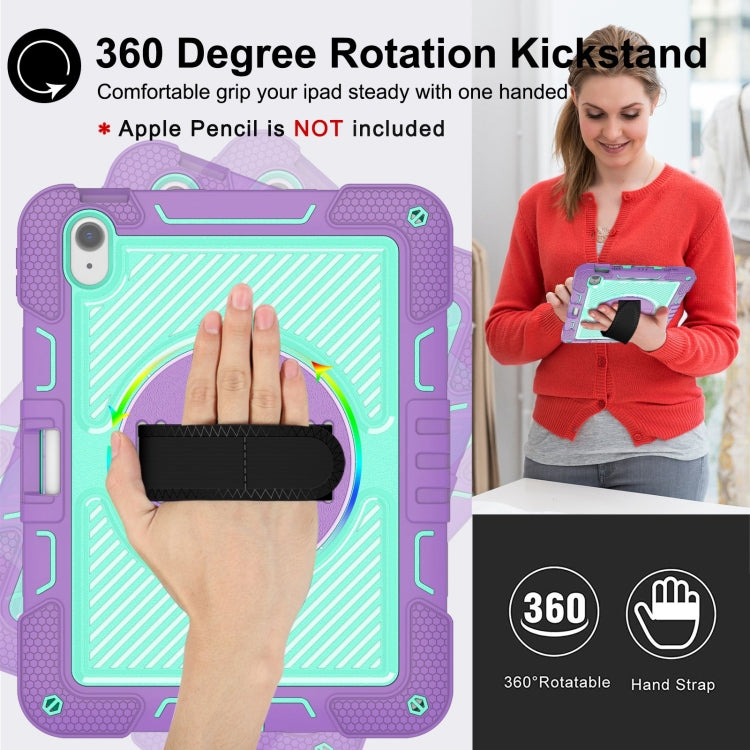 For iPad Air 11 2024 / Air 2022 10.9 360 Degree Rotation PC Contrast Silicone Tablet Case(Purple + Mint Green) - iPad Air 11 2024 Cases by PMC TechLife | Online Shopping South Africa | PMC TechLife | Buy Now Pay Later Mobicred