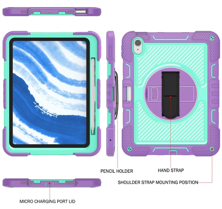 For iPad Air 11 2024 / Air 2022 10.9 360 Degree Rotation PC Contrast Silicone Tablet Case(Purple + Mint Green) - iPad Air 11 2024 Cases by PMC TechLife | Online Shopping South Africa | PMC TechLife | Buy Now Pay Later Mobicred