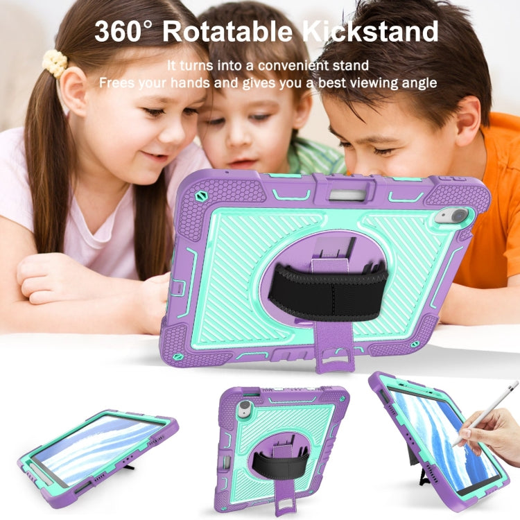 For iPad Air 11 2024 / Air 2022 10.9 360 Degree Rotation PC Contrast Silicone Tablet Case(Purple + Mint Green) - iPad Air 11 2024 Cases by PMC TechLife | Online Shopping South Africa | PMC TechLife | Buy Now Pay Later Mobicred