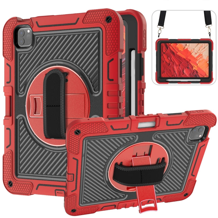 For iPad Pro 11 2024 360 Degree Rotation PC Contrast Silicone Tablet Case(Red + Black) - iPad Pro 11 2024 Cases by PMC TechLife | Online Shopping South Africa | PMC TechLife | Buy Now Pay Later Mobicred