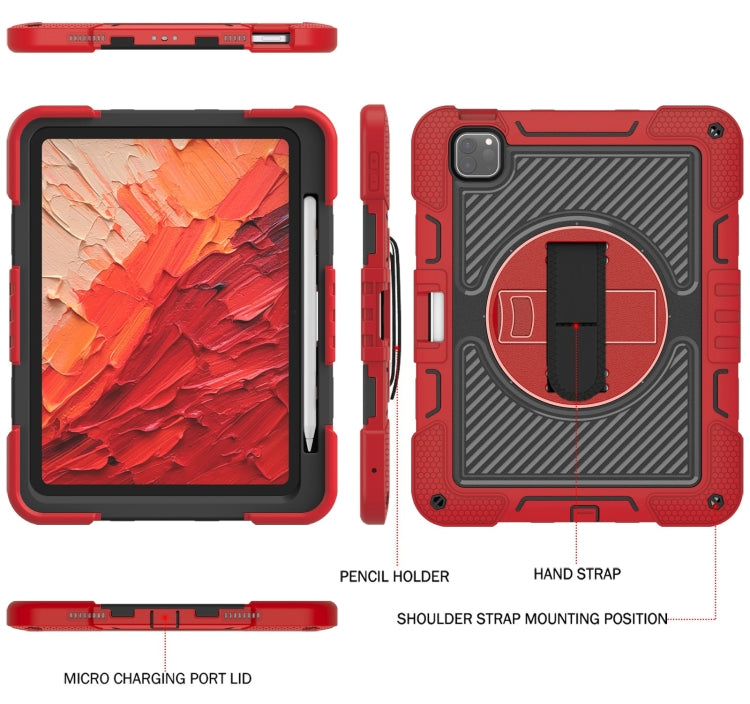 For iPad Pro 11 2024 360 Degree Rotation PC Contrast Silicone Tablet Case(Red + Black) - iPad Pro 11 2024 Cases by PMC TechLife | Online Shopping South Africa | PMC TechLife | Buy Now Pay Later Mobicred