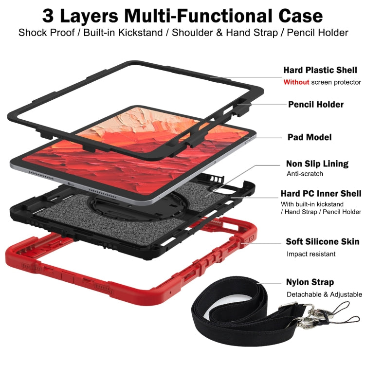 For iPad Pro 11 2024 360 Degree Rotation PC Contrast Silicone Tablet Case(Red + Black) - iPad Pro 11 2024 Cases by PMC TechLife | Online Shopping South Africa | PMC TechLife | Buy Now Pay Later Mobicred