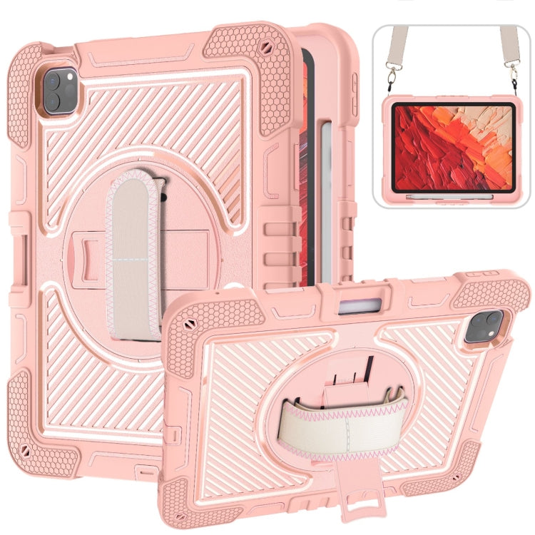 For iPad Pro 11 2024 360 Degree Rotation PC Contrast Silicone Tablet Case(Rose Gold) - iPad Pro 11 2024 Cases by PMC TechLife | Online Shopping South Africa | PMC TechLife | Buy Now Pay Later Mobicred