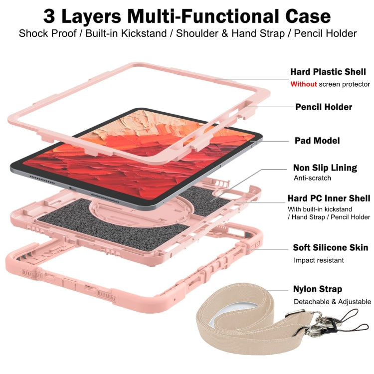 For iPad Pro 11 2024 360 Degree Rotation PC Contrast Silicone Tablet Case(Rose Gold) - iPad Pro 11 2024 Cases by PMC TechLife | Online Shopping South Africa | PMC TechLife | Buy Now Pay Later Mobicred