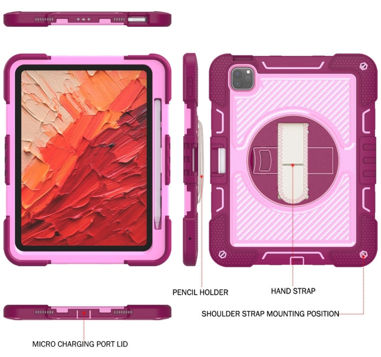 For iPad Pro 11 2024 360 Degree Rotation PC Contrast Silicone Tablet Case(Rose Red + Pink) - iPad Pro 11 2024 Cases by PMC TechLife | Online Shopping South Africa | PMC TechLife | Buy Now Pay Later Mobicred