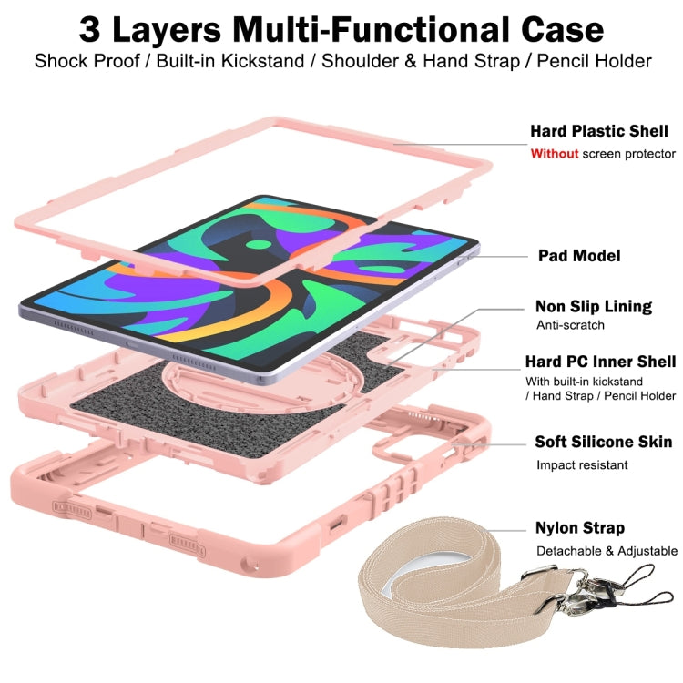 For Lenovo Tab M11 / Xiaoxin Pad 11 2024 360 Degree Rotation PC Contrast Silicone Tablet Case(Rose Gold) - Lenovo by PMC Jewellery | Online Shopping South Africa | PMC Jewellery | Buy Now Pay Later Mobicred