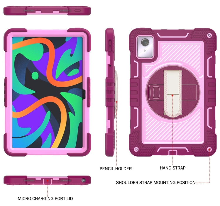 For Lenovo Tab M11 / Xiaoxin Pad 11 2024 360 Degree Rotation PC Contrast Silicone Tablet Case(Rose Red + Pink) - free shipping - PMC Jewellery - Order now!