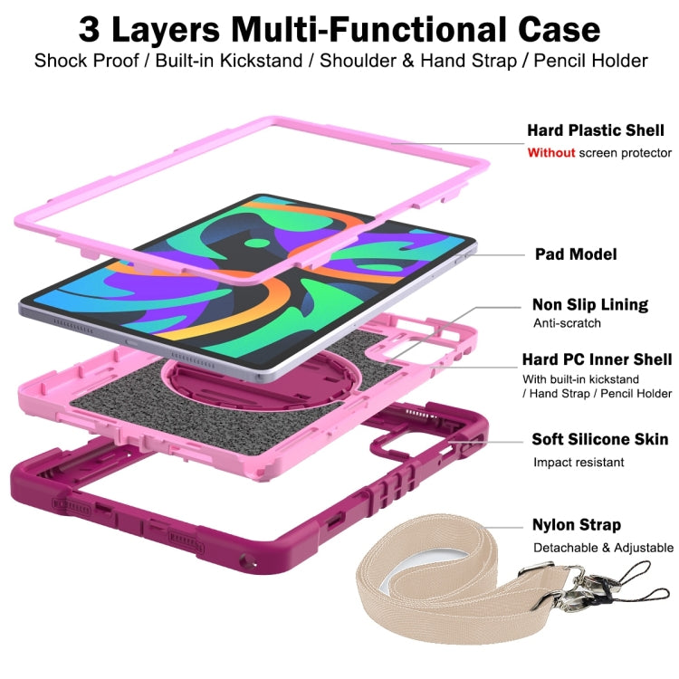 For Lenovo Tab M11 / Xiaoxin Pad 11 2024 360 Degree Rotation PC Contrast Silicone Tablet Case(Rose Red + Pink) - free shipping - PMC Jewellery - Order now!