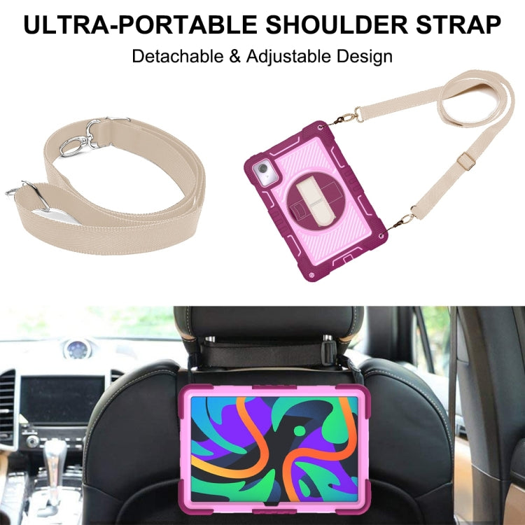 For Lenovo Tab M11 / Xiaoxin Pad 11 2024 360 Degree Rotation PC Contrast Silicone Tablet Case(Rose Red + Pink) - free shipping - PMC Jewellery - Order now!