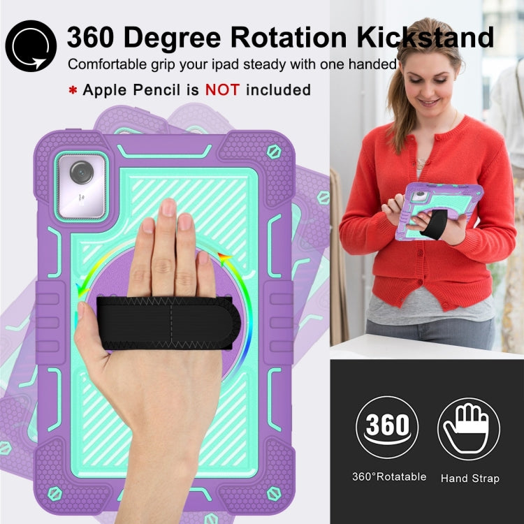 For Lenovo Tab M11 / Xiaoxin Pad 11 2024 360 Degree Rotation PC Contrast Silicone Tablet Case(Purple + Mint Green) - Lenovo by PMC Jewellery | Online Shopping South Africa | PMC Jewellery | Buy Now Pay Later Mobicred