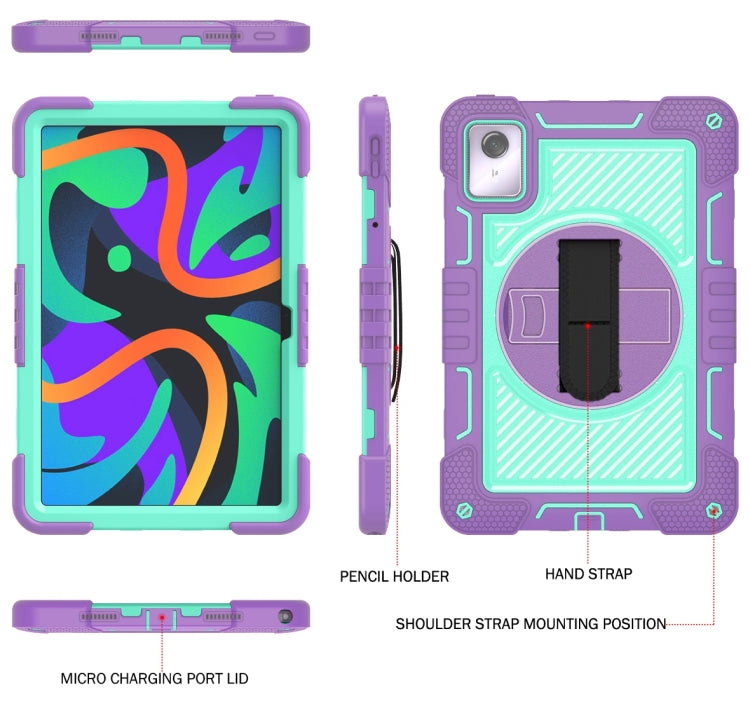 For Lenovo Tab M11 / Xiaoxin Pad 11 2024 360 Degree Rotation PC Contrast Silicone Tablet Case(Purple + Mint Green) - Lenovo by PMC Jewellery | Online Shopping South Africa | PMC Jewellery | Buy Now Pay Later Mobicred
