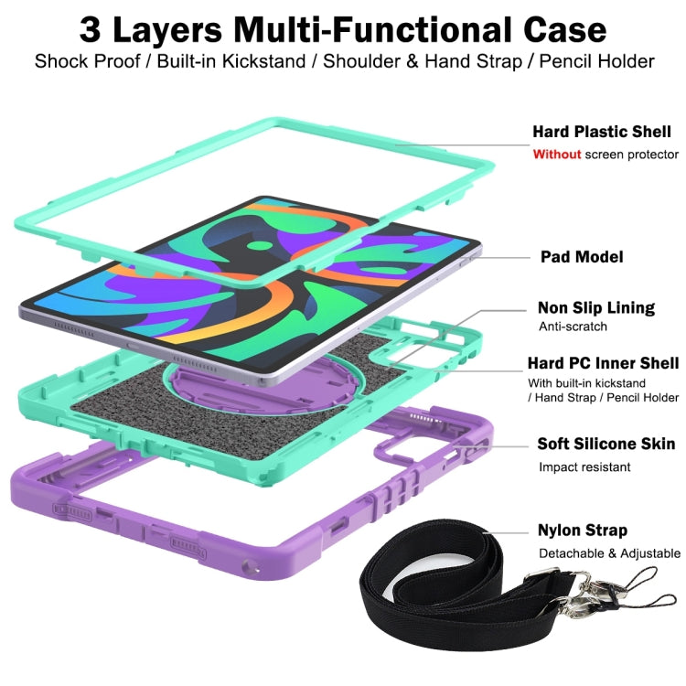 For Lenovo Tab M11 / Xiaoxin Pad 11 2024 360 Degree Rotation PC Contrast Silicone Tablet Case(Purple + Mint Green) - Lenovo by PMC Jewellery | Online Shopping South Africa | PMC Jewellery | Buy Now Pay Later Mobicred