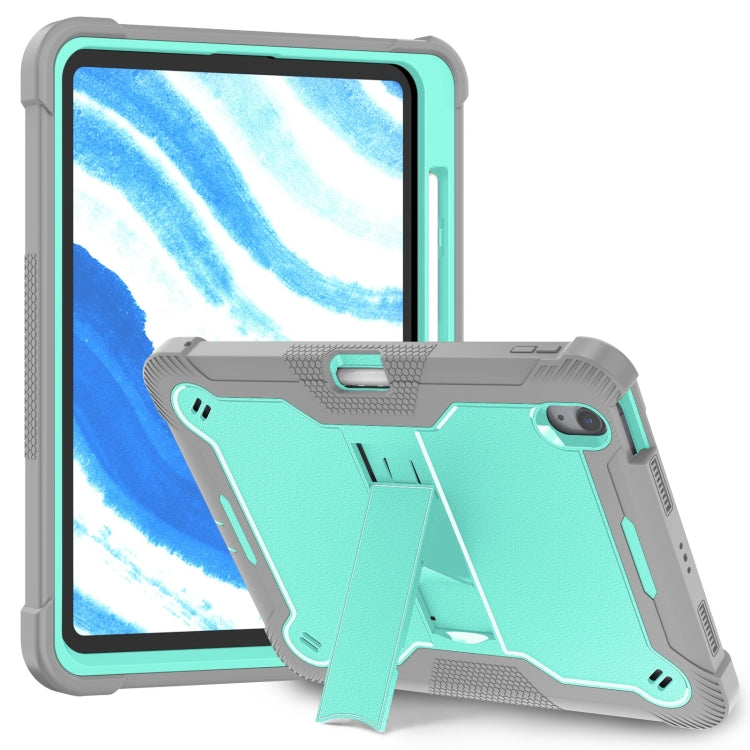 For iPad Air 11 2024 / Air 2022 10.9 Shockproof Silicone Hybrid PC Tablet Case with Holder(Mint Green + Grey) - iPad Air 11 2024 Cases by PMC TechLife | Online Shopping South Africa | PMC TechLife | Buy Now Pay Later Mobicred