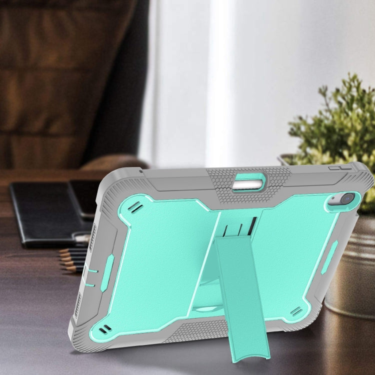 For iPad Air 11 2024 / Air 2022 10.9 Shockproof Silicone Hybrid PC Tablet Case with Holder(Mint Green + Grey) - iPad Air 11 2024 Cases by PMC TechLife | Online Shopping South Africa | PMC TechLife | Buy Now Pay Later Mobicred