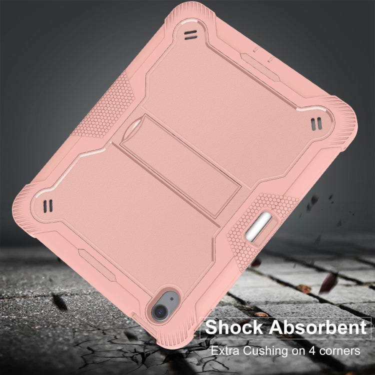 For iPad Air 11 2024 / Air 2022 10.9 Shockproof Silicone Hybrid PC Tablet Case with Holder(Rose Gold) - iPad Air 11 2025 / 2024 Cases by PMC TechLife | Online Shopping South Africa | PMC TechLife | Buy Now Pay Later Mobicred