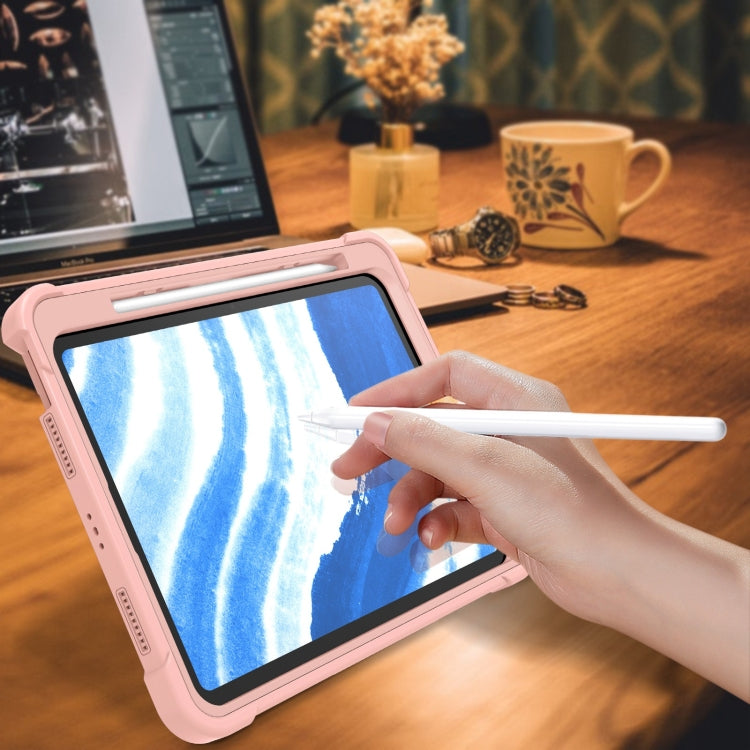For iPad Air 11 2024 / Air 2022 10.9 Shockproof Silicone Hybrid PC Tablet Case with Holder(Rose Gold) - iPad Air 11 2025 / 2024 Cases by PMC TechLife | Online Shopping South Africa | PMC TechLife | Buy Now Pay Later Mobicred