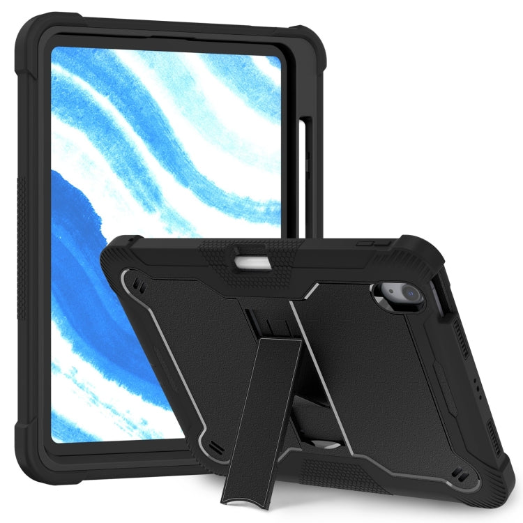 For iPad Air 11 2024 / Air 2022 10.9 Shockproof Silicone Hybrid PC Tablet Case with Holder(Black) - iPad Air 11 2025 / 2024 Cases by PMC TechLife | Online Shopping South Africa | PMC TechLife | Buy Now Pay Later Mobicred