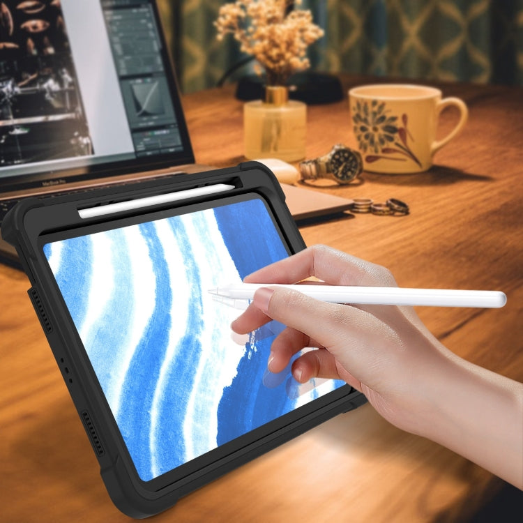 For iPad Air 11 2024 / Air 2022 10.9 Shockproof Silicone Hybrid PC Tablet Case with Holder(Black) - iPad Air 11 2025 / 2024 Cases by PMC TechLife | Online Shopping South Africa | PMC TechLife | Buy Now Pay Later Mobicred