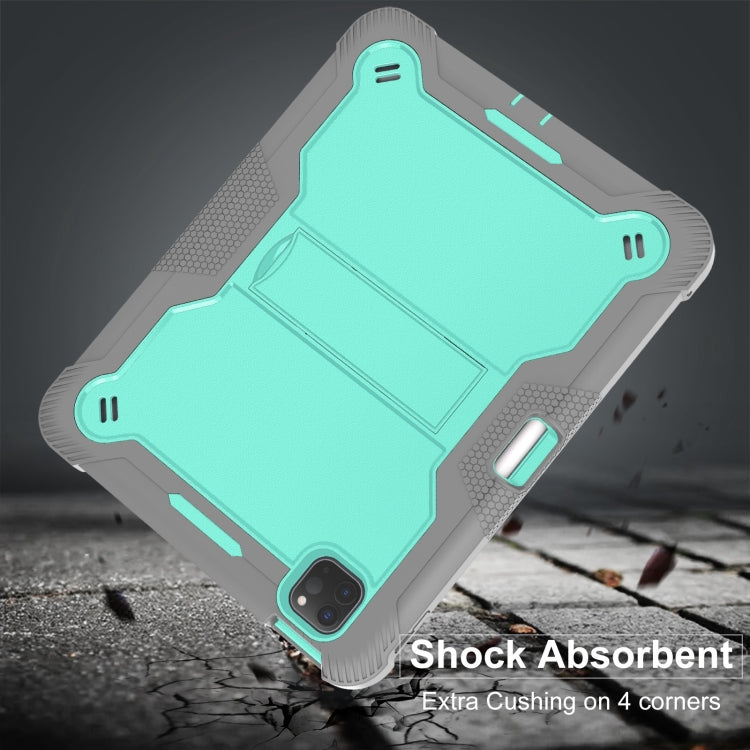 For iPad Pro 11 2024 Shockproof Silicone Hybrid PC Tablet Case with Holder(Mint Green + Grey) - iPad Pro 11 2024 Cases by PMC TechLife | Online Shopping South Africa | PMC TechLife | Buy Now Pay Later Mobicred