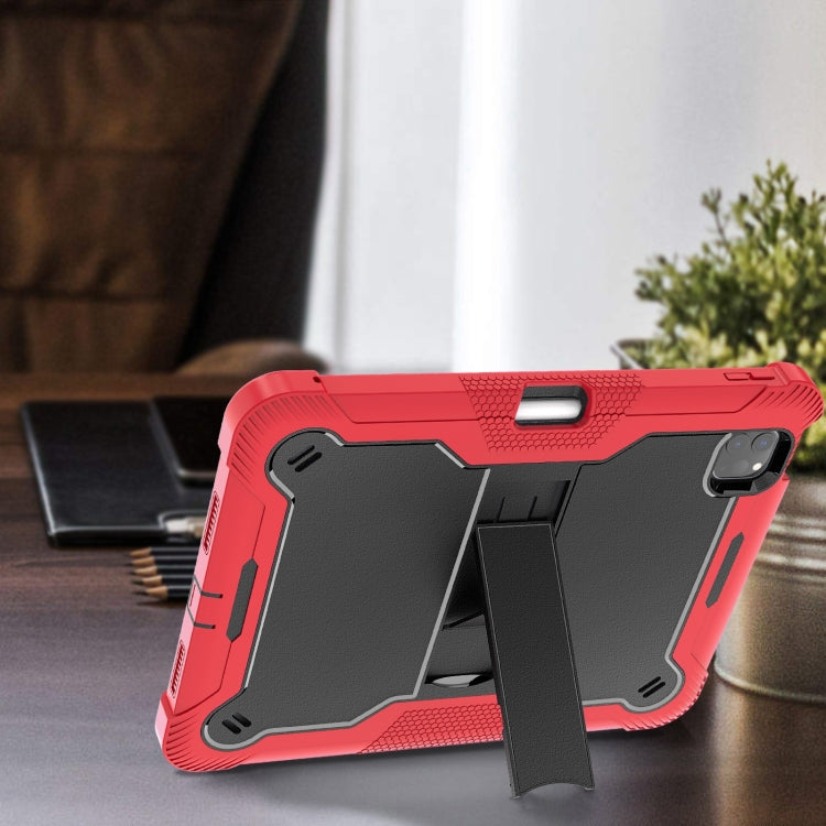 For iPad Pro 11 2024 Shockproof Silicone Hybrid PC Tablet Case with Holder(Black + Red) - free shipping - PMC TechLife - Order now!