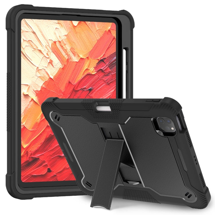 For iPad Pro 11 2024 Shockproof Silicone Hybrid PC Tablet Case with Holder(Black) - iPad Pro 11 2024 Cases by PMC TechLife | Online Shopping South Africa | PMC TechLife | Buy Now Pay Later Mobicred