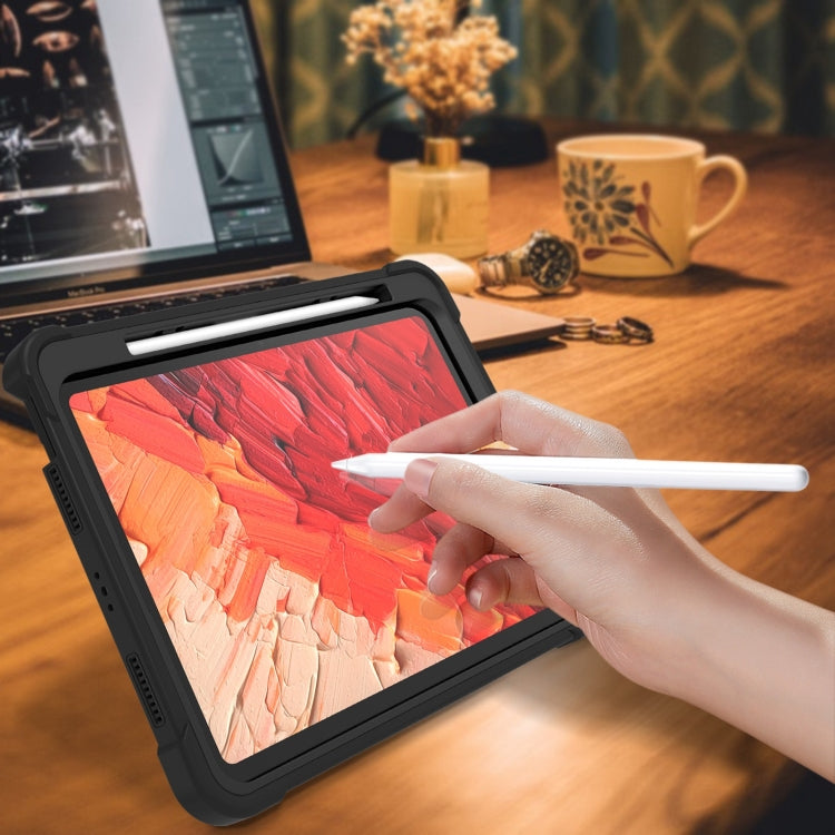 For iPad Pro 11 2024 Shockproof Silicone Hybrid PC Tablet Case with Holder(Black) - iPad Pro 11 2024 Cases by PMC TechLife | Online Shopping South Africa | PMC TechLife | Buy Now Pay Later Mobicred
