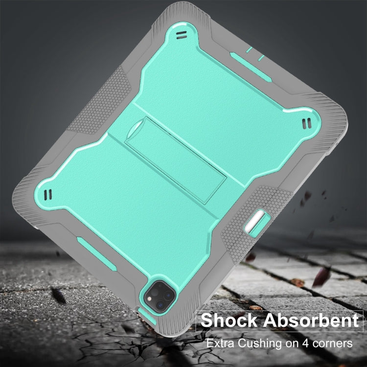 For iPad Pro 13 2024 Shockproof Silicone Hybrid PC Tablet Case with Holder(Mint Green + Grey) - iPad Pro 13 2024 Cases by PMC TechLife | Online Shopping South Africa | PMC TechLife | Buy Now Pay Later Mobicred