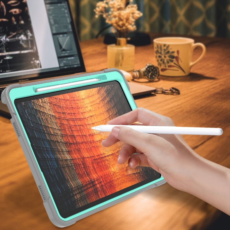 For iPad Air 13 2024 Shockproof Silicone Hybrid PC Tablet Case with Holder(Mint Green + Grey) - iPad Air 13 2024 Cases by PMC TechLife | Online Shopping South Africa | PMC TechLife | Buy Now Pay Later Mobicred