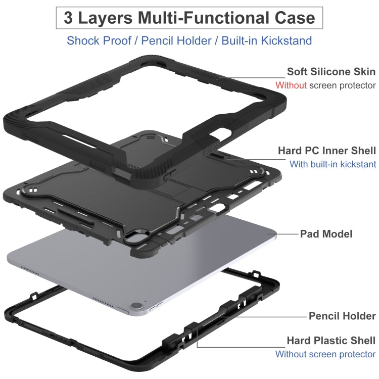 For iPad Air 13 2024 Shockproof Silicone Hybrid PC Tablet Case with Holder(Black) - iPad Air 13 2024 Cases by PMC TechLife | Online Shopping South Africa | PMC TechLife | Buy Now Pay Later Mobicred