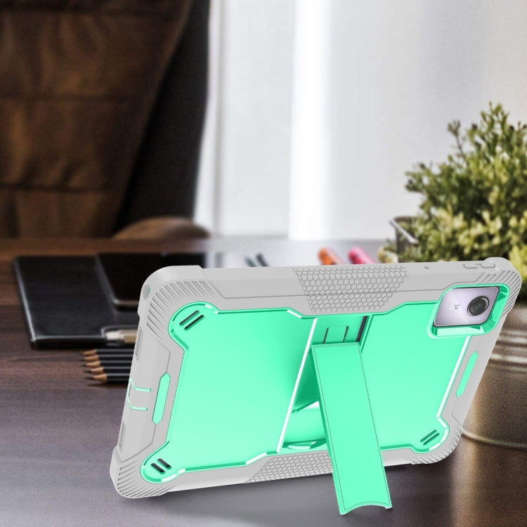 For Lenovo Tab M11 / Xiaoxin Pad 11 2024 Shockproof Silicone Hybrid PC Tablet Case with Holder(Mint Green + Grey) - Lenovo by PMC Jewellery | Online Shopping South Africa | PMC Jewellery | Buy Now Pay Later Mobicred