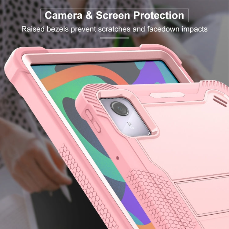 For Lenovo Tab M11 / Xiaoxin Pad 11 2024 Shockproof Silicone Hybrid PC Tablet Case with Holder(Rose Gold) - free shipping - PMC TechLife - Order now!