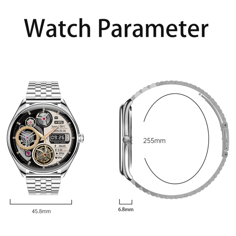 MT55 1.43 inch AMOLED HD Screen Ultra-thin Smart Call Health Watch, Leather Strap(Silver Brown) - Smart Watches by PMC TechLife | Online Shopping South Africa | PMC TechLife | Buy Now Pay Later Mobicred