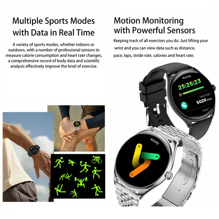 MT55 1.43 inch AMOLED HD Screen Ultra-thin Smart Call Health Watch, Leather Strap(Silver Brown) - Smart Watches by PMC TechLife | Online Shopping South Africa | PMC TechLife | Buy Now Pay Later Mobicred