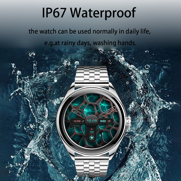 MT55 1.43 inch AMOLED HD Screen Ultra-thin Smart Call Health Watch, Leather Strap(Silver Brown) - Smart Watches by PMC TechLife | Online Shopping South Africa | PMC TechLife | Buy Now Pay Later Mobicred