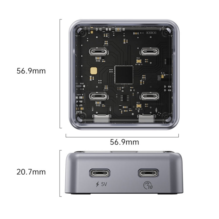 ORICO XHJ4C-G2 4-Port Compact Zinc Alloy USB Type-C 3.0 HUB Expand Converter(Silver) - free shipping - PMC Jewellery - Order now!