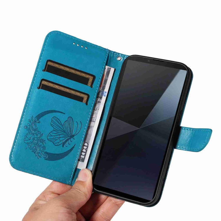 For Sony Xperia 10 VI 2024 Swallowtail Butterfly Embossed Leather Phone Case(Blue) - Sony Cases by PMC Jewellery | Online Shopping South Africa | PMC Jewellery | Buy Now Pay Later Mobicred