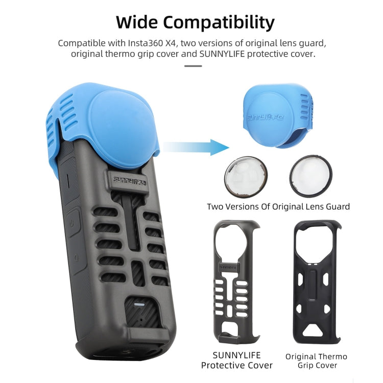 For Insta360 X4 Sunnylife Silicone Shockproof Case Lens Cover(Black) - Case & Bags by Sunnylife | Online Shopping South Africa | PMC TechLife | Buy Now Pay Later Mobicred