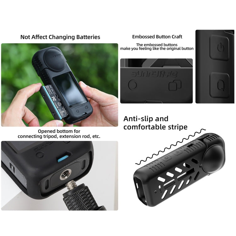 For Insta360 X4 Sunnylife Silicone Shockproof Case Lens Cover(Black) - Case & Bags by Sunnylife | Online Shopping South Africa | PMC TechLife | Buy Now Pay Later Mobicred