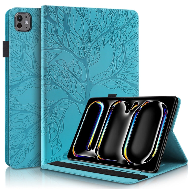 For iPad Pro 13 2024 Tree Life Series Embossed Smart Leather Tablet Case(Lake Blue) - iPad Pro 13 2024 Cases by PMC TechLife | Online Shopping South Africa | PMC TechLife | Buy Now Pay Later Mobicred