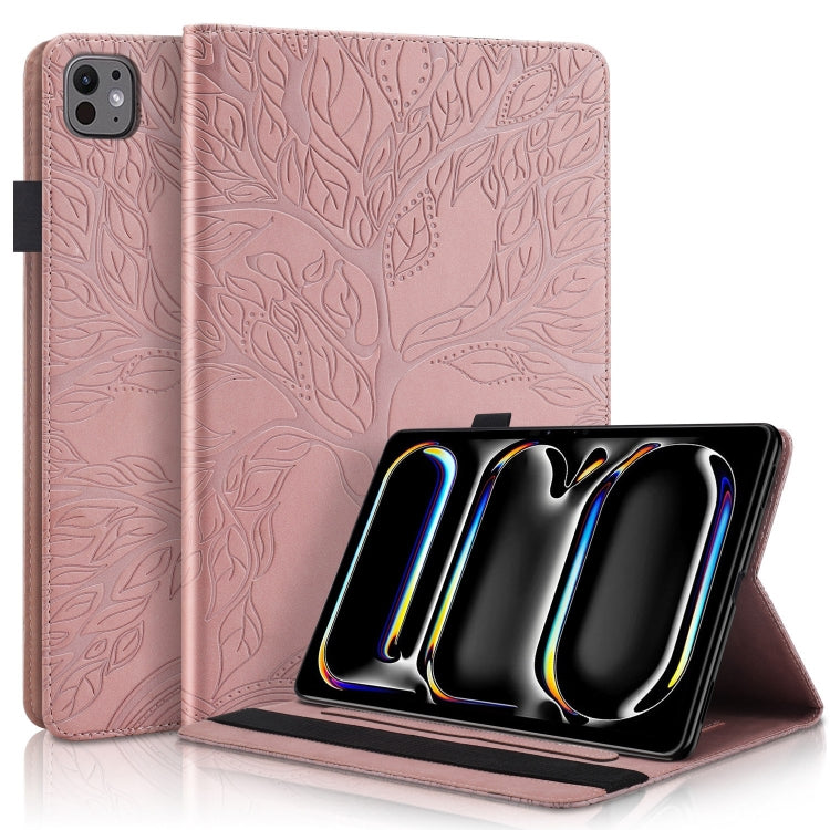 For iPad Pro 13 2024 Tree Life Series Embossed Smart Leather Tablet Case(Rose Gold) - iPad Pro 13 2024 Cases by PMC TechLife | Online Shopping South Africa | PMC TechLife | Buy Now Pay Later Mobicred
